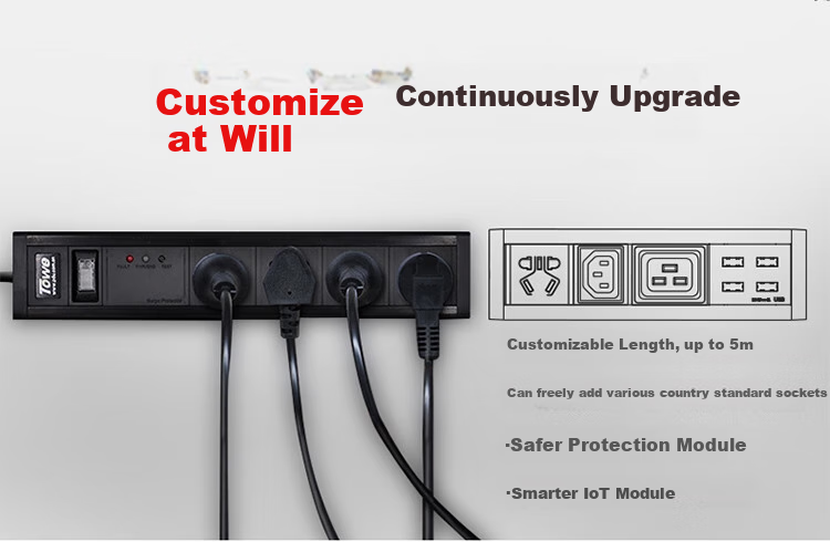 TOWE Industrial-Grade Multi-Port 4 USB Socket PDU Power Strip 4