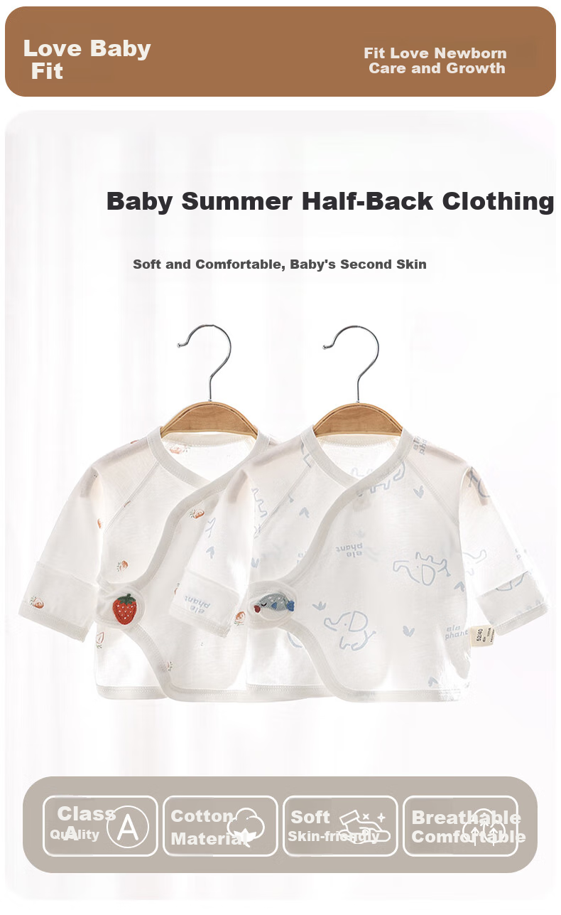 Aibaoshi Baby Clothes, Pure Cotton Spring And Autumn Half-Back Shirt, Infant Home Wear, Newborn Monk Robe, Penguin, Size 59, T133 17