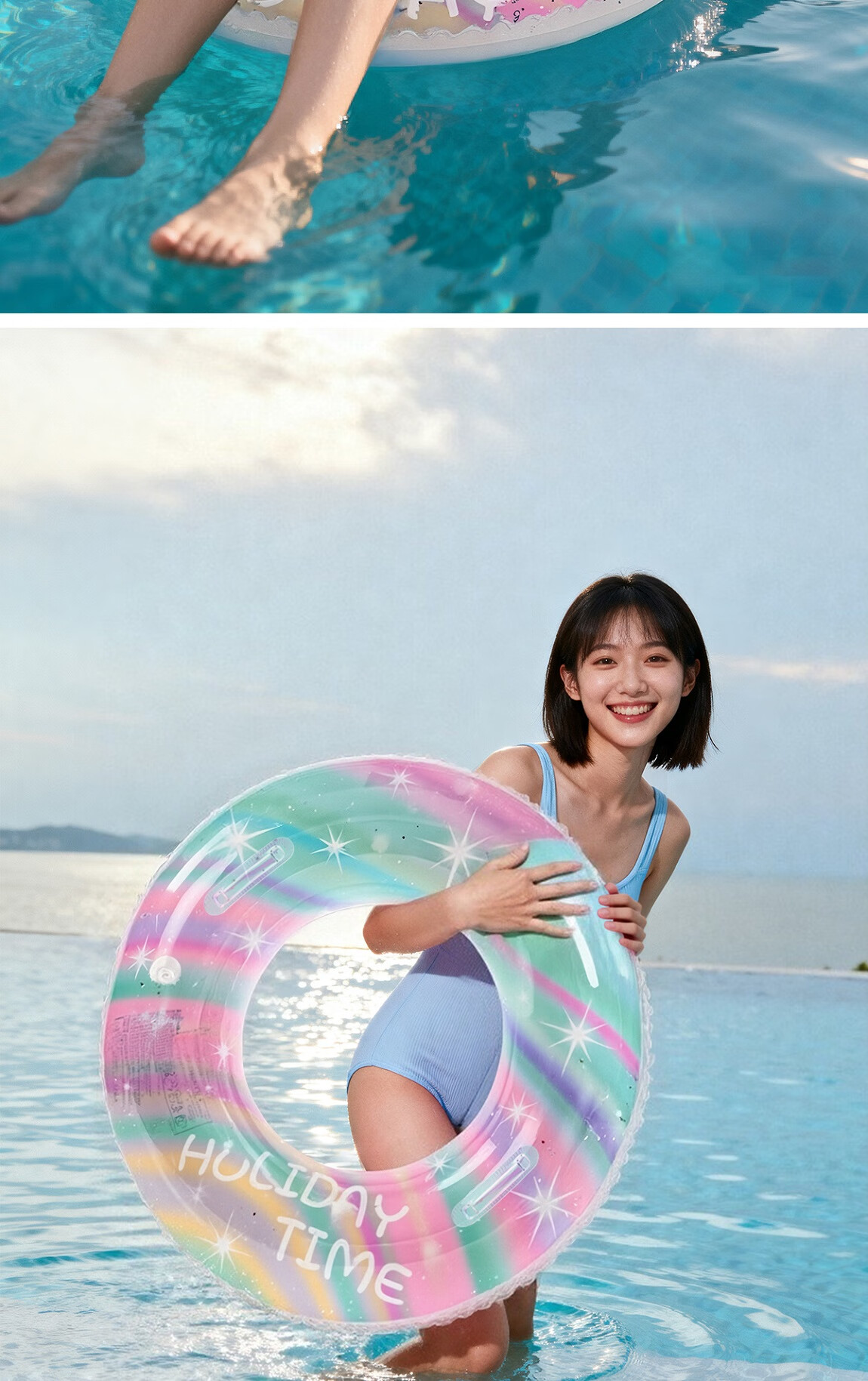 361° Adult Anti-Tip Portable Swimming Ring for Hot Springs and Pools Water Recreation Equipment 15