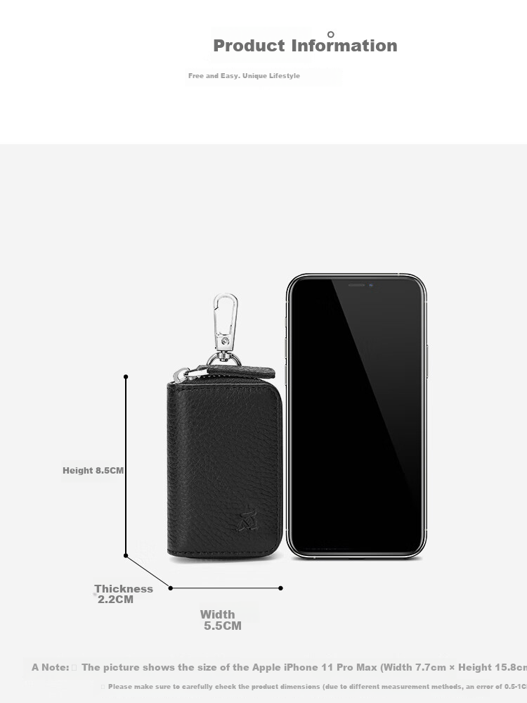 MEXICAN Key Case for Men And Women, Top-Grain Leather, Two-In Multifunctional Key And Coin Purse, Lightweight, for Home And Car Use 11