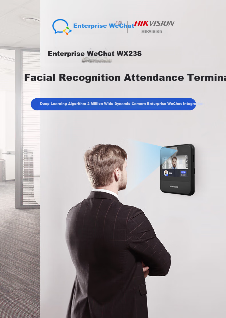 Qiyeweixin Hikvision Co-Branded Facial Recognition Attendance Machine, Real Voice No-Touch Check-In Device, Remote Multi-Store Management, One-Click Report Generation WX23S 1