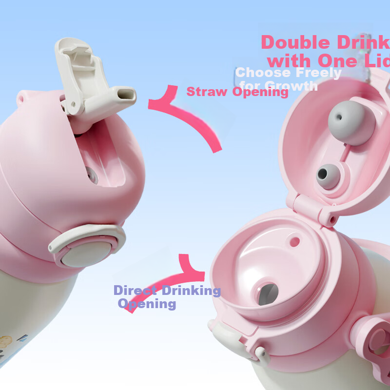Fuguang Children's Insulated Water Bottle, Student Cup, 316 Stainless Steel Double-Drinking Straw Cup for Boys And Girls, Portable Large Capacity 560ML
