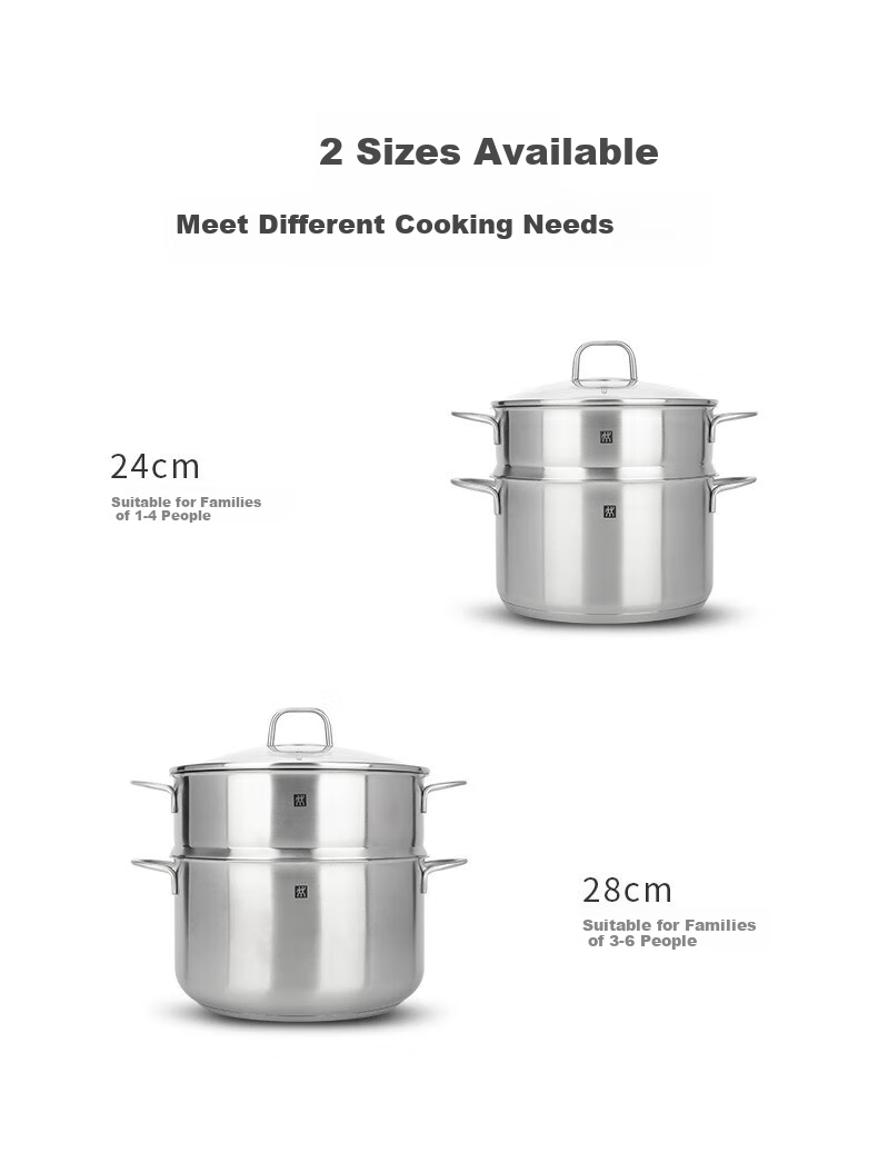 ZWILLING Double-Layer Stainless Steel Steamer Pot, Soup Pot, Steaming Basket, Fish Steamer, Bun Steamer, Large Capacity 28cm, Dishwasher Safe 7