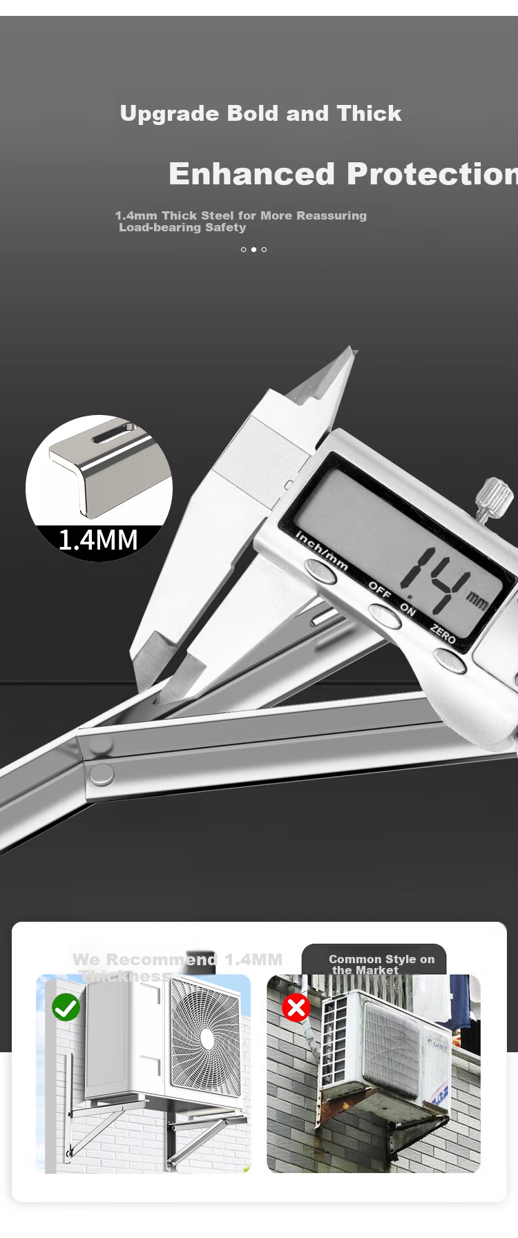 Jinying Air Conditioner Bracket, Thickened Stainless Steel, Outdoor Unit Support, Reinforced Air Conditioner Outdoor Frame, Suitable for Midea, Gree, Aux, Haier And Other Brands, 1-1.5 HP 4