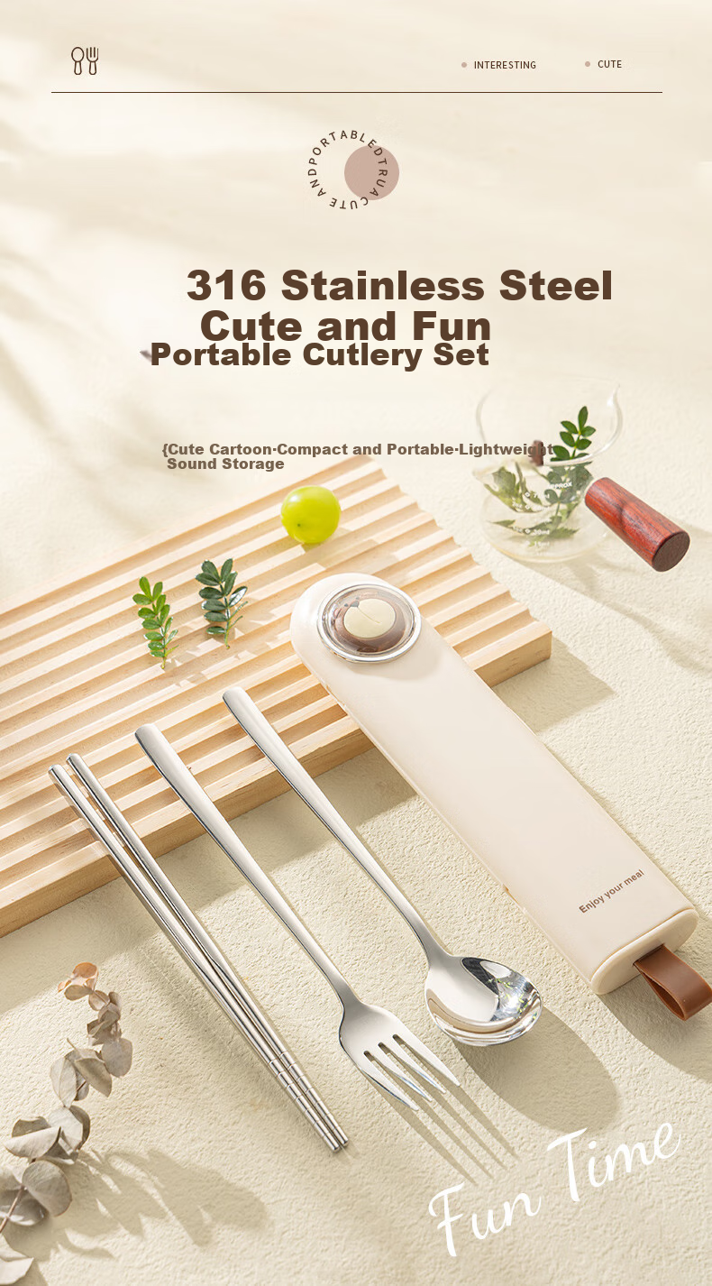 Guangyi Chopsticks, Tableware Set, 316L Stainless Steel Chopsticks And Spoon Set for Students And Office Workers, Portable Cutlery GY7428 1