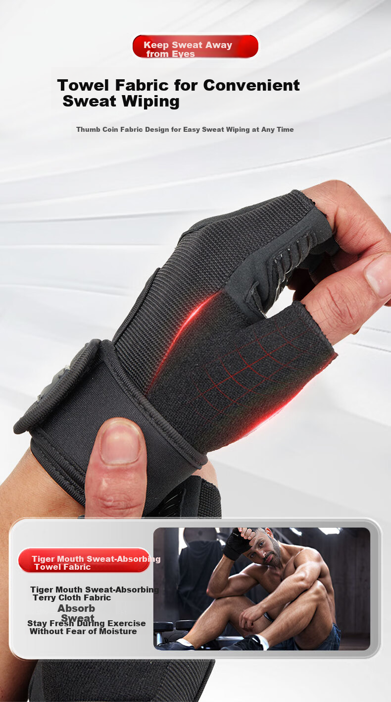 Li-Ning Fitness Gloves with Wrist Guards, Unisex Barbell Weightlifting Pull-Up Sports Gloves for Men And Women, Shock-Absorbing Non-Slip Cycling Gloves 7