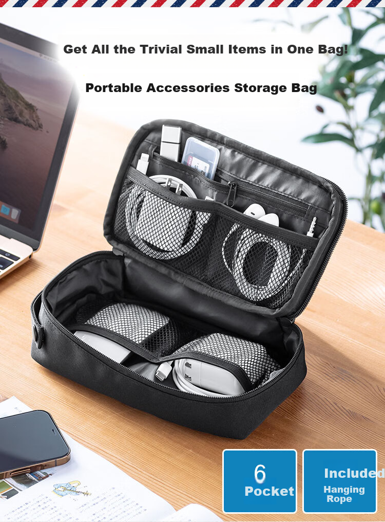 SANWA Travel Portable Bag, Cable And Power Cord Storage Pouch, Charger And Electronic Accessory Organizer, Light Gray 1