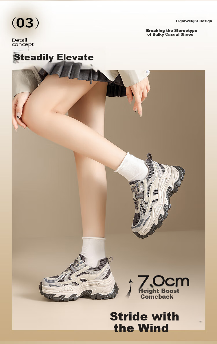ZHR Women's Dad Sneakers Spring Autumn Lightweight Thick Sole 2026 New Casual Sports Shoes ID53 Silver Size 35 5