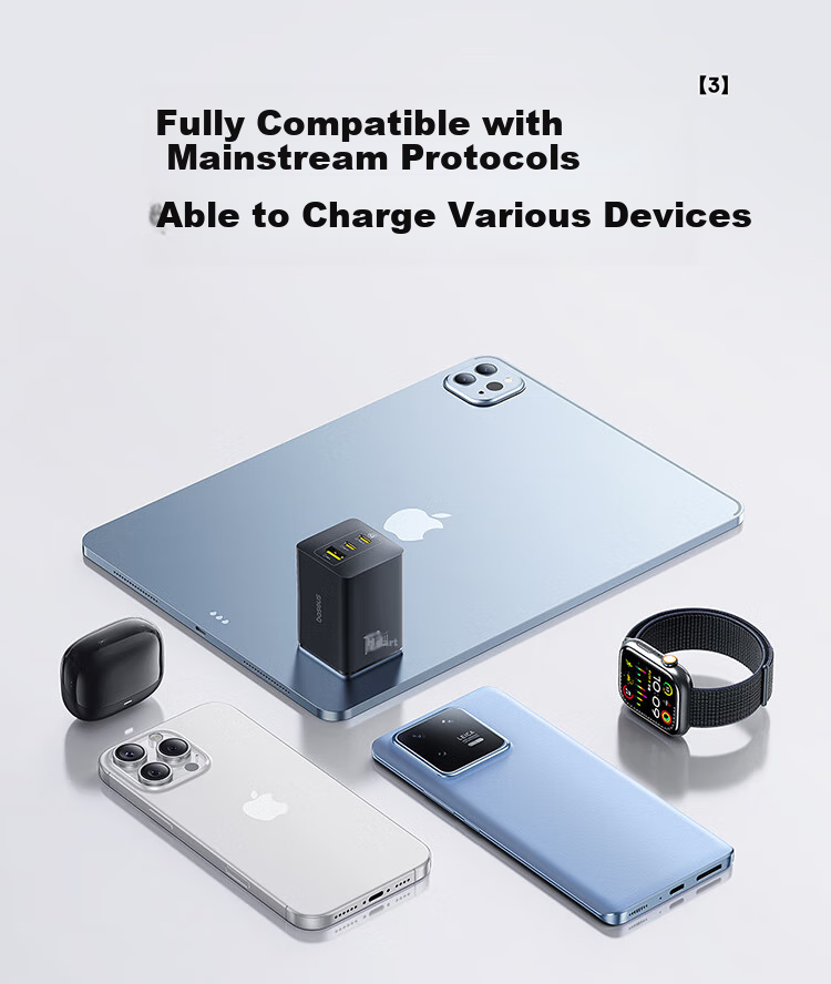 Baseus Little Ice GaN Charger 100W High Power Fast Charger for Apple 17 Xiaomi Huawei Phones MacBook Neo Laptop Plug Black 3