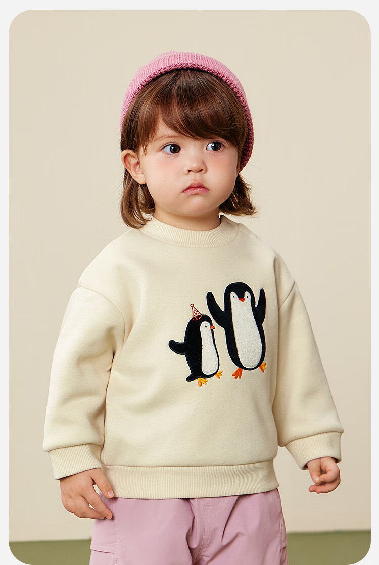 Minibala Kids Boys Girls Baby Fleece-Lined Soft Skin-Friendly Long Sleeve Sweatshirt Autumn Winter 2025 2