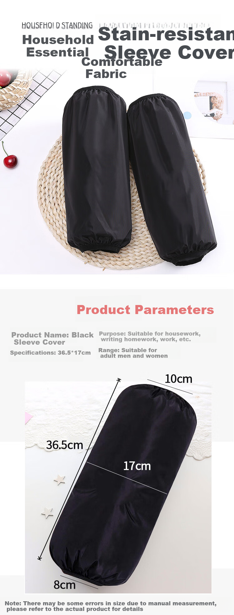 Chaoji Jia Pin Leather Arm Sleeves, Waterproof And Oil-Resistant Work Sleeves, Protective Kitchen And Household PU Arm Guards, Thickened Black Soft Leather Women's 2