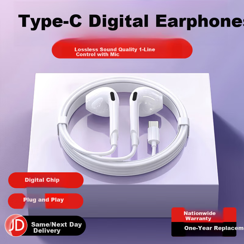 WITGOER [Over 1 Million Sold] Type-C Wired Digital Gaming Headphones for PC, E-Sports, HIFI Semi In-Ear Headphones Compatible with Huawei, Honor, OPPO, Xiaomi, Vivo, Apple 17/16