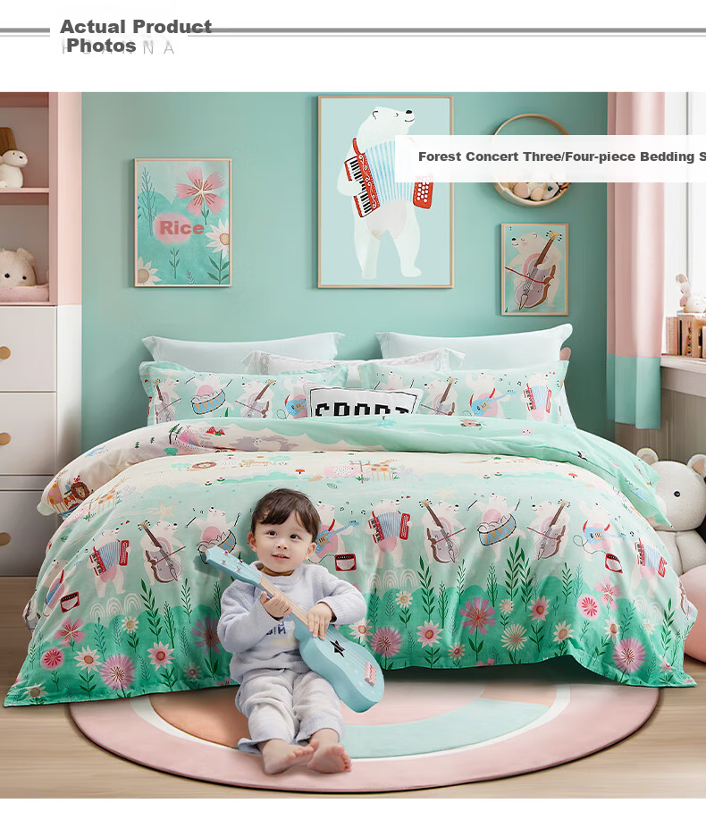 Fuannaertong Bedding Set, 100% Pure Cotton, Class A Baby Bedding, Includes Bed Sheet And Duvet Cover, Suitable for Dormitory Use, for 1.2-Meter Bed 8