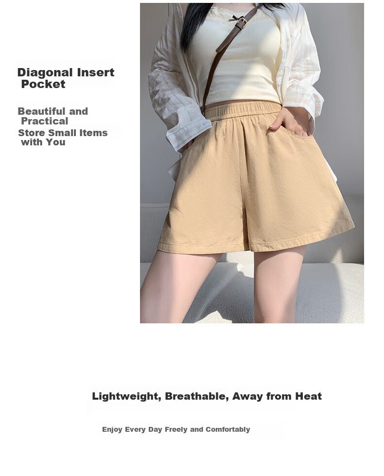 LangSha Women's Summer Thin High Waist Wide Leg Shorts Loose Casual Sports Pants Straight-Leg Work Shorts 7