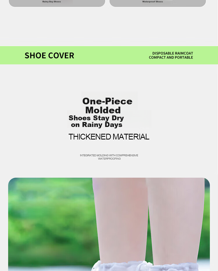 BWNK Waterproof Shoe Covers, Thick Rain Boots, Portable Non-Slip Wear-Resistant Rain Boots, White, Size XL 4