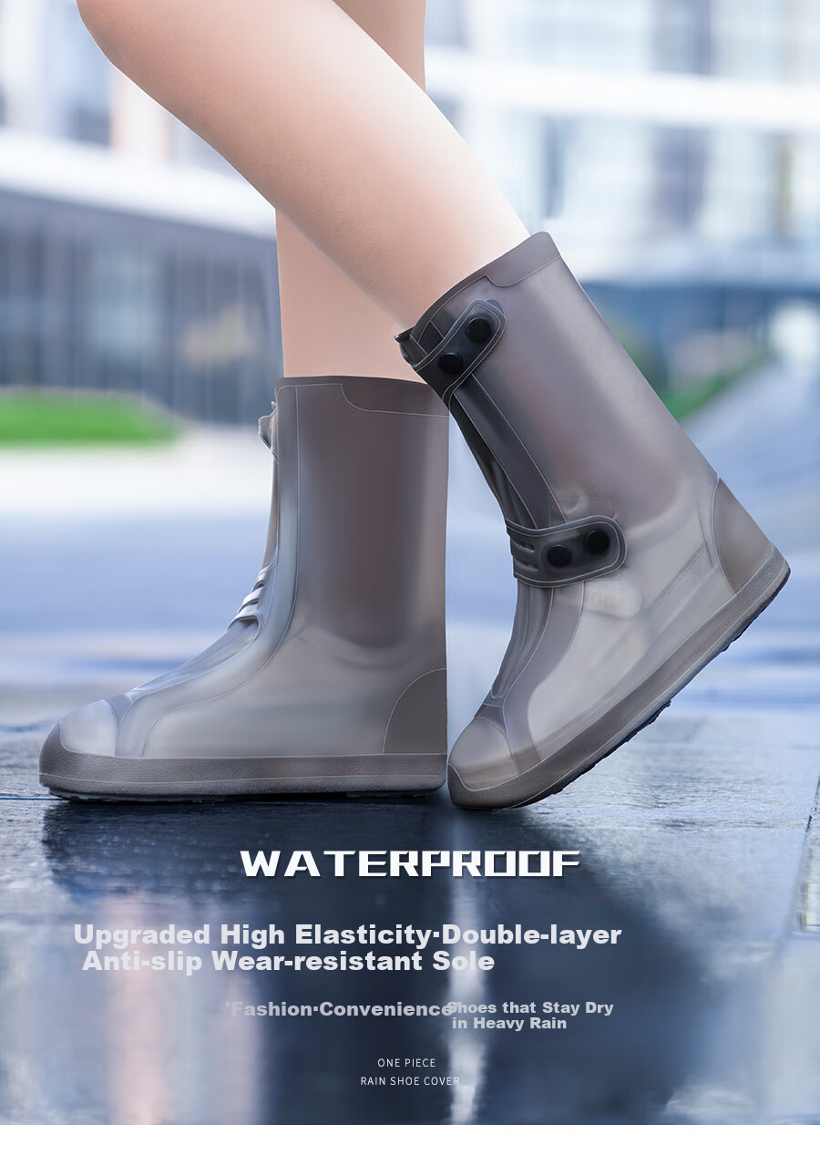Zhengyu Rain Shoe Covers, Waterproof Non-Slip Wear-Resistant Thickened Children's Shoe Covers, Portable Rain Boots, Waterproof Shoes for Adults, Men And Wome 1