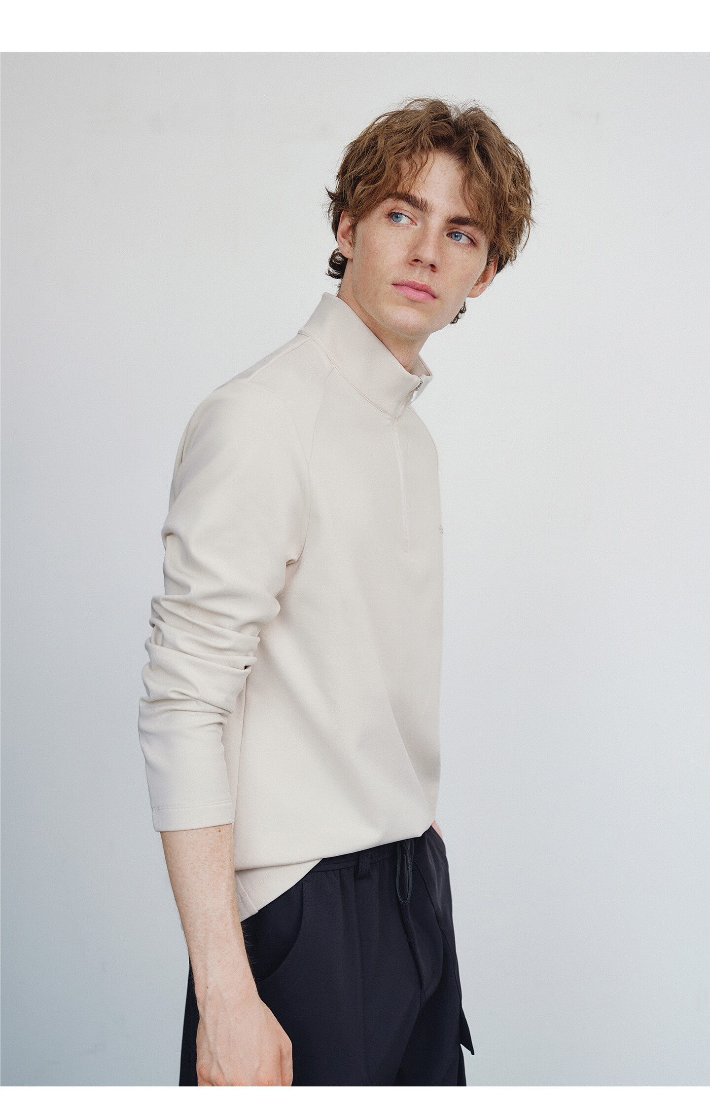 Navigare Celebrity-Inspired Small Sailboat Men's Half-Zip Brushed Casual Sweatshirt Inner Layer Top 1135845304 31