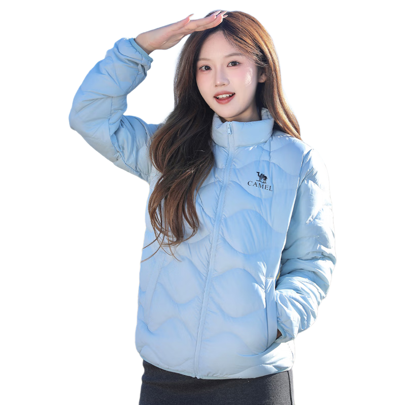 CAMEL Women's Down Jacket Autumn Winter New Lightweight High Loft Warm Windproof Anti-Static Coat for Men and Women