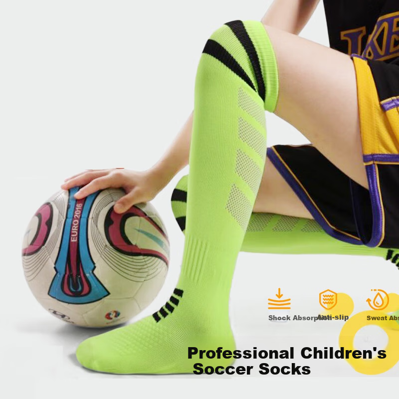 VICTORIATOURIST Summer Children's Soccer Socks, Breathable Long Tube Professional Sports Non-Slip Terry Bottom Sweat-Absorbing High Tube Socks, Student Super Race