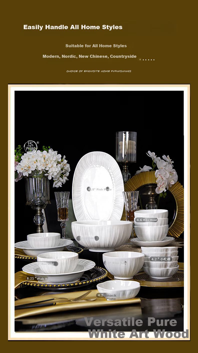 Huaqingge Ceramic Noodle Bowls, High Aesthetic Value, Pure White Embossed Simple Elegant Petal Pattern, 6 Inches, Set of 2, Suitable for Microwave And Dishwasher 5