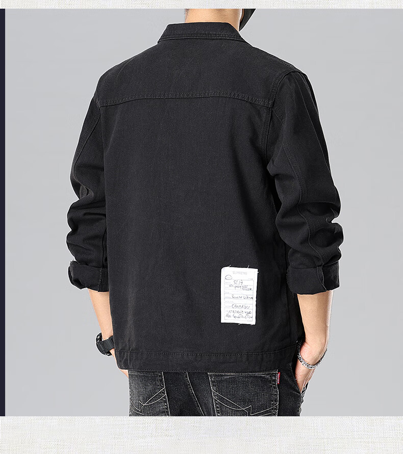 Romon [Japanese Workwear] Men's Summer Loose Casual Trendy Korean Style Washed Black Jacket 2XL 6