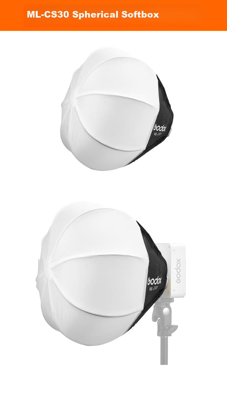 Godox ML100Bi Photography Light with Dual Color Temperature Adjustment, Portable Night Shooting Light, Portrait Fill Light, Outdoor Video Camera Light, ML-CS30 Softbox [Official Standard Configuration] 1