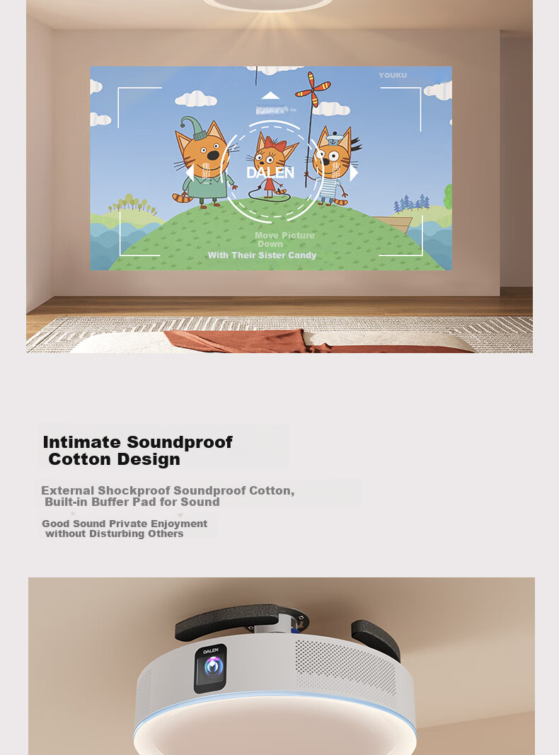 Dalunaladingshendeng Smart Projector X30Pro+, [Limited Time Subsidy], Ultra-Short Throw, Bedroom Home Use, Ultra-High Definition TV, Home Theater Screen Casting, Hundred-Inch Large Screen, Ceiling Light Projector 14