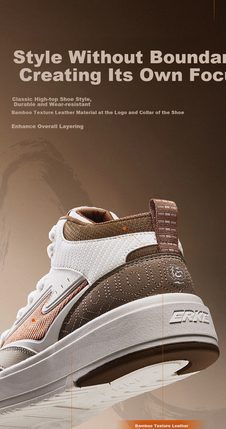 ERKE Men's Canvas Shoes, Thick-Soled High-Top Sneakers, Autumn Casual Retro Sports Shoes for Couples 4
