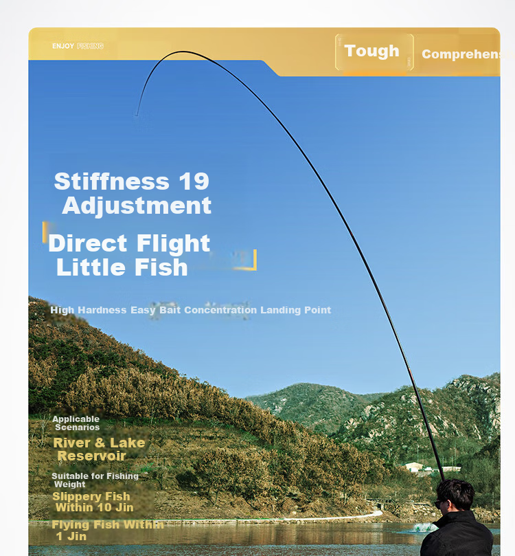 Handing First Generation Four Fishing Rod, Handheld Carbon Fiber Pole, Fishing Rod, 7.2m Four Generation Comprehensive Set 12
