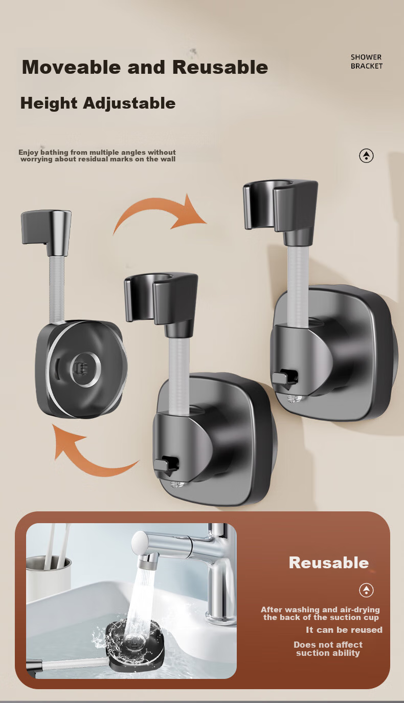 OPLSED [Germany] Shower Head Holder, No Drilling Required, Strong Suction Cup Base, Adjustable And Rotatable 10