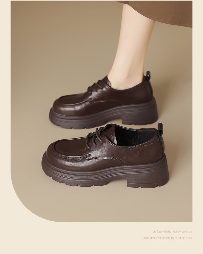 ZHR British Style Classic Retro Loafers for Women with JK Skirt Slip-On Thick Sole Leather Shoes AY273 Black Size 35 2