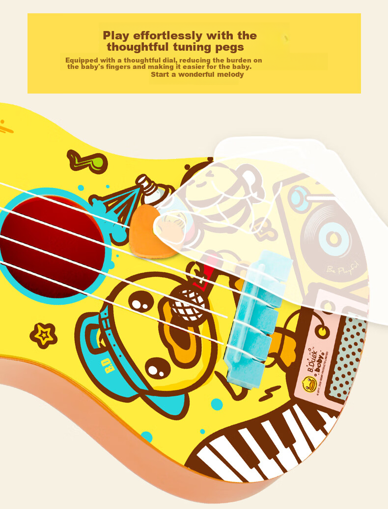 B.Duck Ukulele Early Education Musical Instrument Toy for Infants And Toddlers, Realistic Plucked Birthday Gift 7