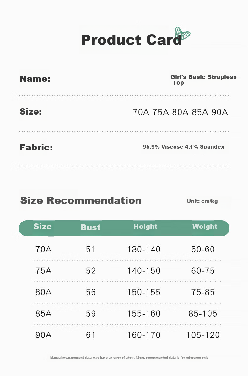 Meiya Ting Dance Student Special Invisible Bra, Teenage Girl Bandeau Anti-Exposure Inner Layer, Middle And High School Students Strapless Invisible Chest Wrap 18