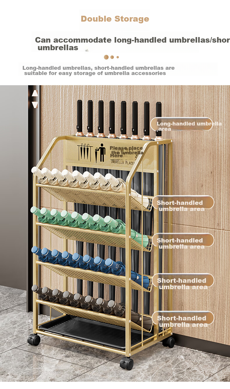 WOJIA Umbrella Storage Rack, Umbrella Stand for Company, Classroom, Hotel Lobby, Commercial Use, Entrance, Storage Shelf, Black Large 4