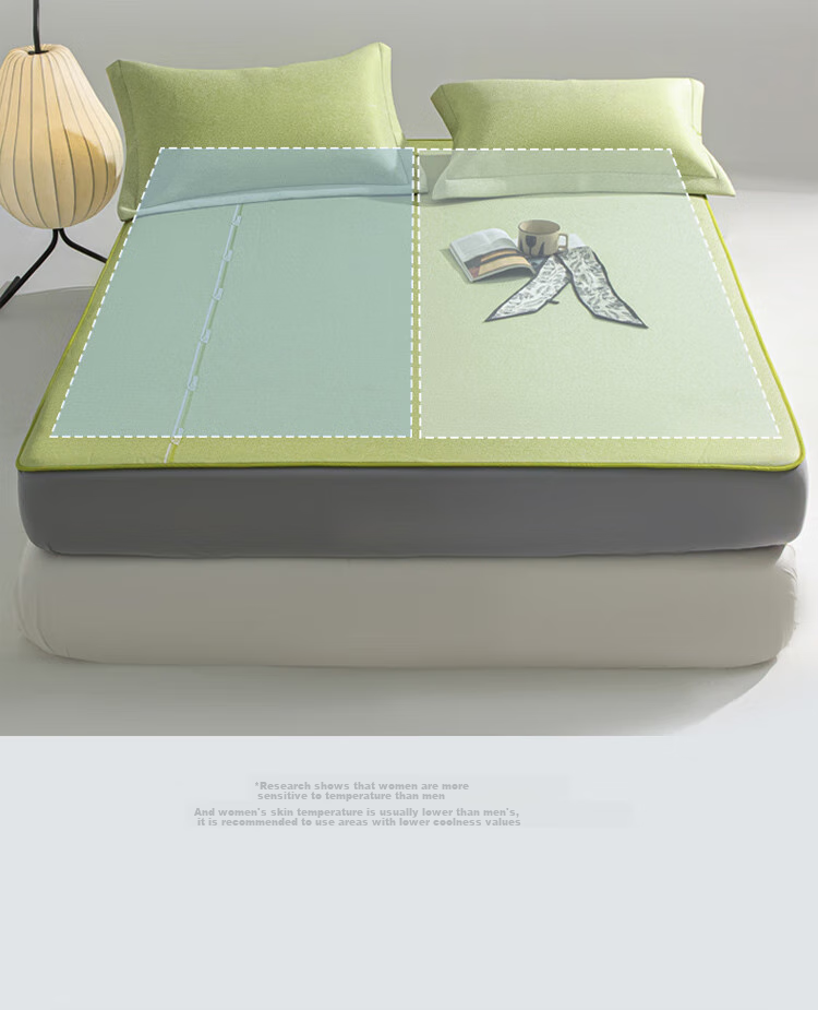 AiSleep Dual Temperature Sensing Zoned Class A Cool Silk Mat Double Size Three-Piece Set 180*200cm Qingyan Machine Washable Gift for Parents 7