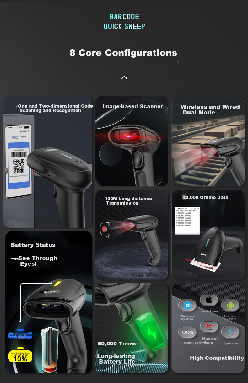 Comet Wireless Barcode Scanner Gun for Pharmaceutical Traceability, Supermarket POS Payment, Medical Insurance UDI Code, Warehouse Logistics Inventory, QR Code and Barcode Reader Compatible with Samsu 3