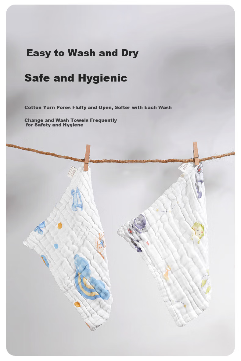 Shiyuejiejing Gauze Square Towel, 6-Layer, 3-Pack, Class A Pure Cotton Drool Bib, Ultra-Soft, Washable, Wanderlust Plan, 30*30 8