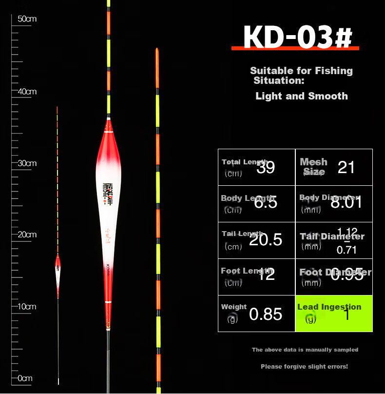 Xiaofengxian KD08 Crucian Carp Mixed Breeding Kuoluze Fish Float, Thickened Eye-Catching Nano Buoy, Highly Sensitive Fishing Marker, Fish Float Fishing Tackle 10