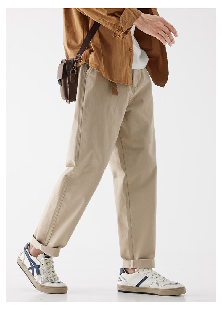 JEEP Casual Pants for Men, Loose-Fitting Trendy Spring And Summer High-End Straight-Leg Cargo Pants, Light Khaki, Size 28 6