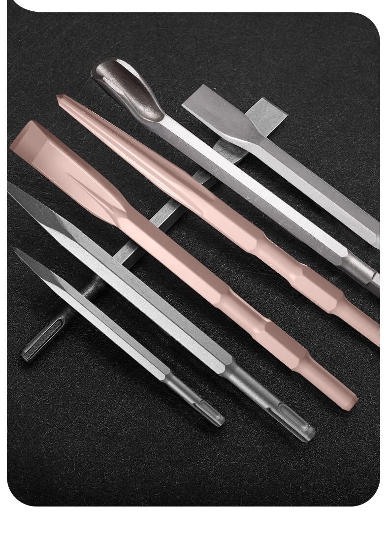 Yanran Electric Hammer Chisel Impact Drill Bit Slotting Wall-Breaking Pick Round Shank [14*400mm] Pointed and Flat Chisels, 1 Piece Each 10