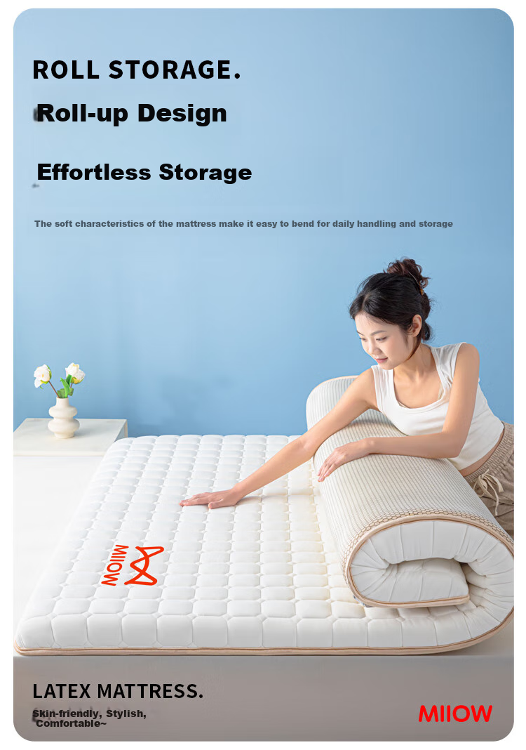 MiiOW Class A Latex Mattress Cover Pad, Soft Bedding for Home Bedroom Tatami Mat, 150*200cm 9