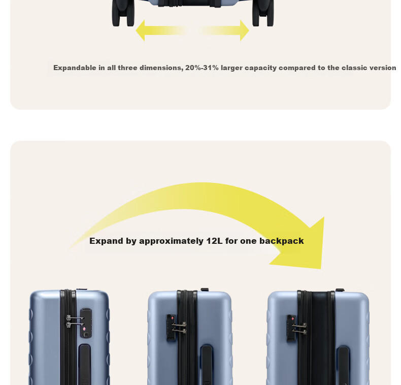 90Fen Luggage 24-Inch Rhine River Expandable Version Suitcase Large Capacity Travel Case with Password Lock Cherry Blossom Pink 6