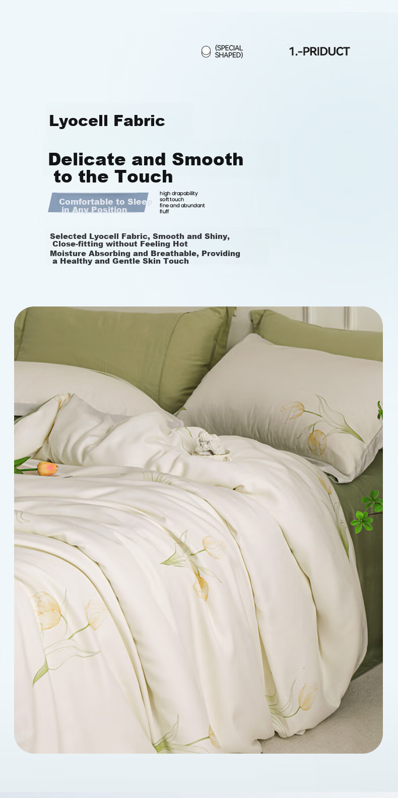 MUJI 60s Lyocell Tencel 4-Piece Bedding Set Double Duvet Cover 200x230cm 4