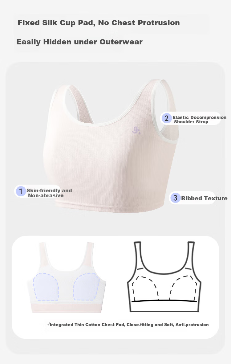 Jiusuiban 80S Modal Children's Underwear, Girls' Bra for Ages 8-10, Student School Uniform, Anti-Nipple Protrusion, Mid-Length Camisole 5