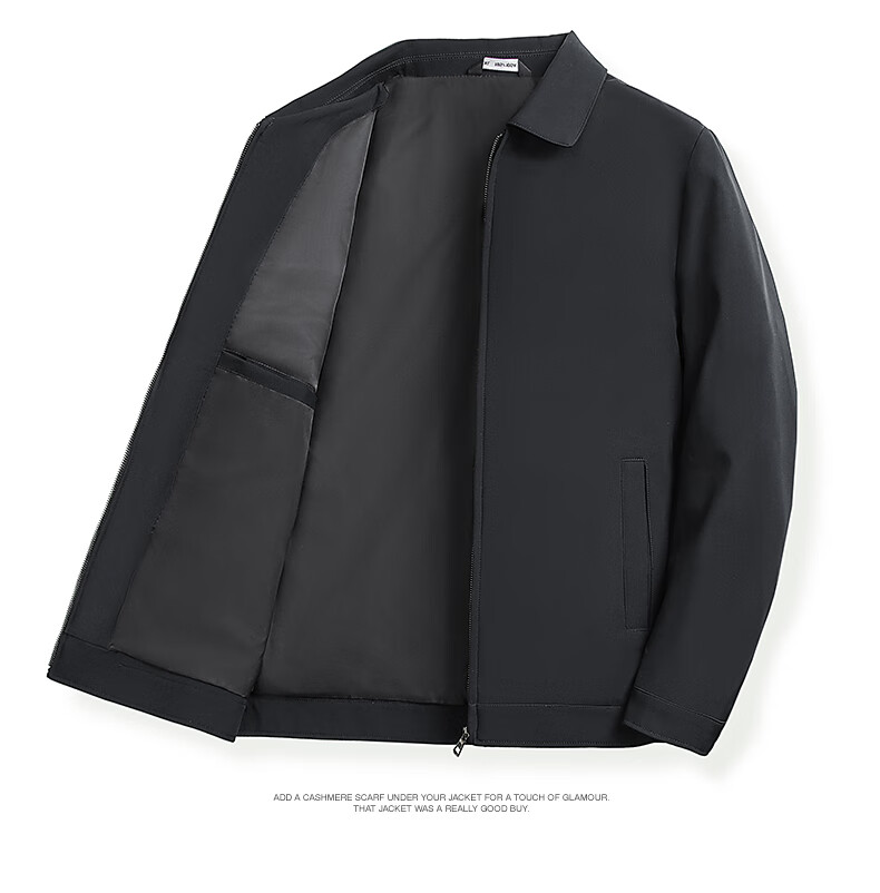 ROMON Men's Spring Autumn Business Casual Collar Executive Jacket MK21 Black 2XL 10
