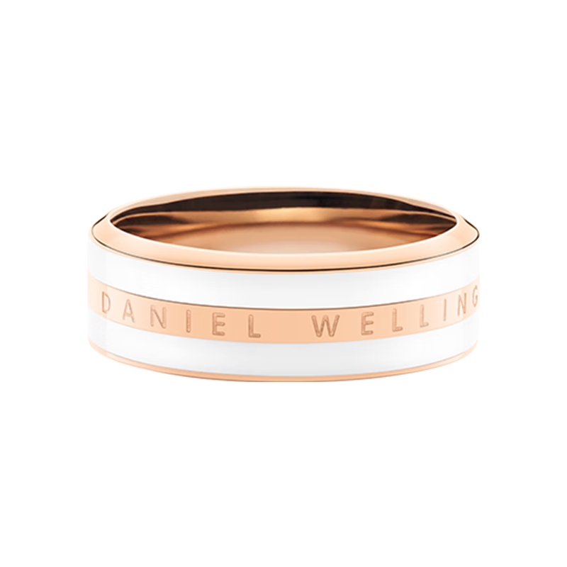 DanielWellington DW Ceramic White Rose Gold Ring for Women, Size 52 Couple Rings DW041 Birthday Gift for Girls