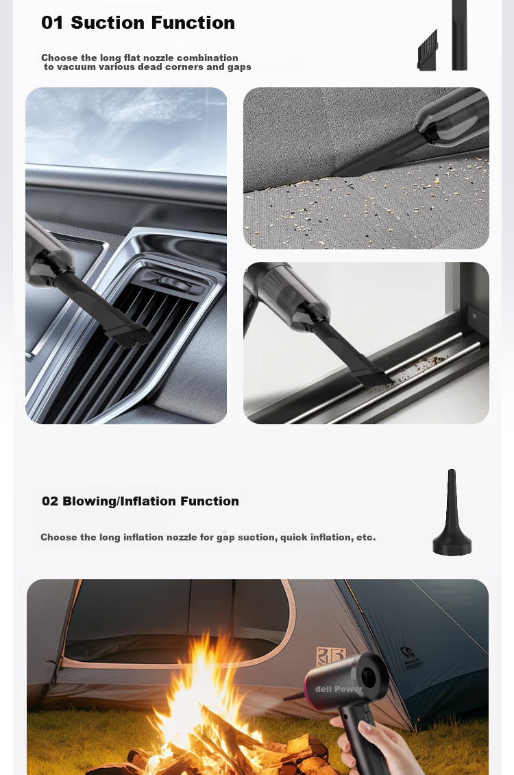 Deli Cordless Car Vacuum Cleaner, 5500pa Powerful Suction, 3C Certified, Long Battery Life, Low Noise, Compact Portable Vacuum Cleaner for Car And Home Use 6