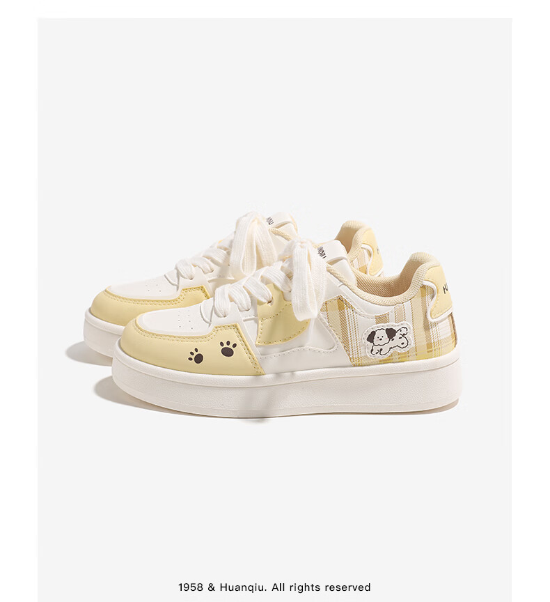 Global Cute Puppy Platform Sneakers for Women 2026 Spring New Thick Sole White Shoes Student Casual Pink Size 38 15