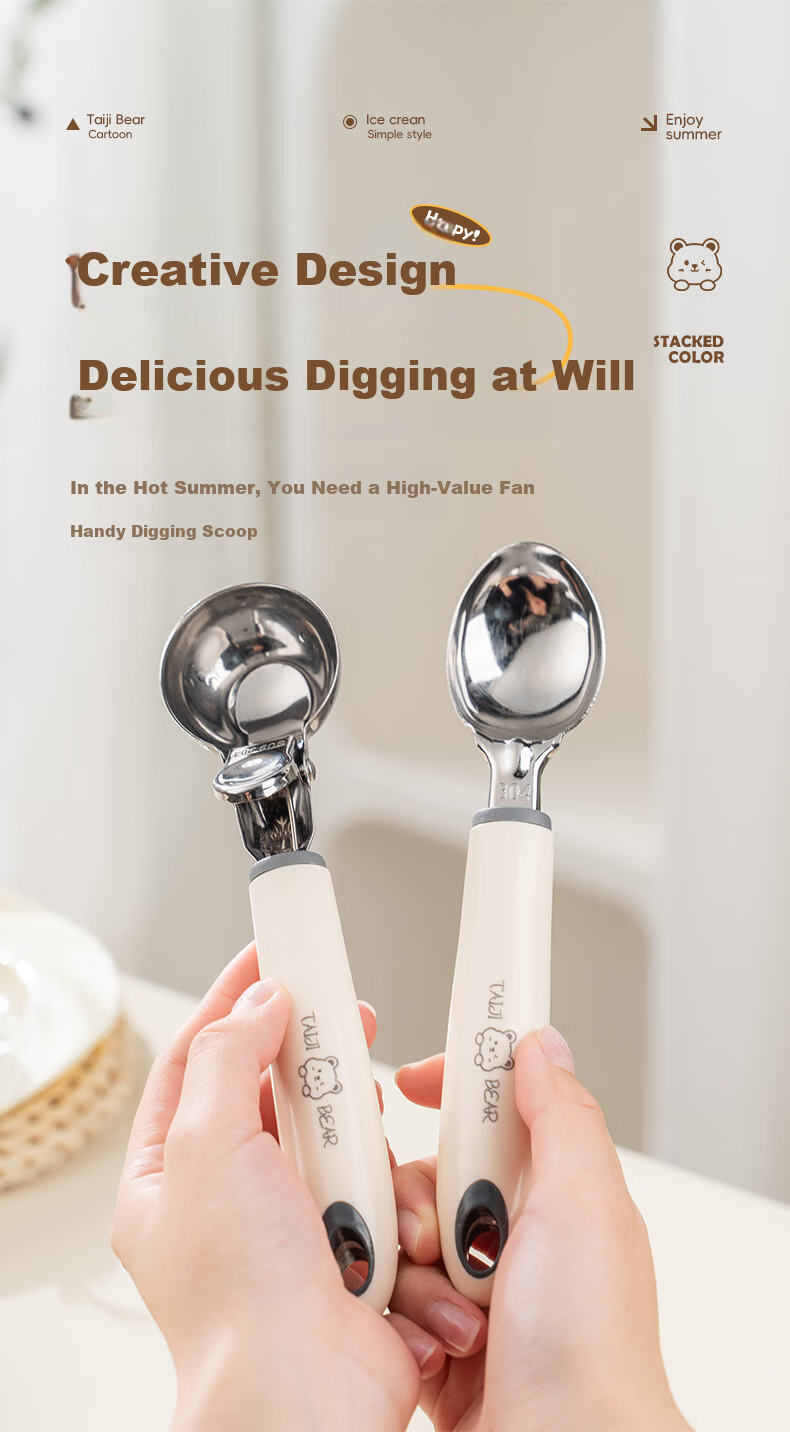 CAIZHI Stainless Steel Ice Cream Scoop, Ball Maker, Fruit Spoon, Watermelon Scoop, Ice Cream Spoon CZ6930 10