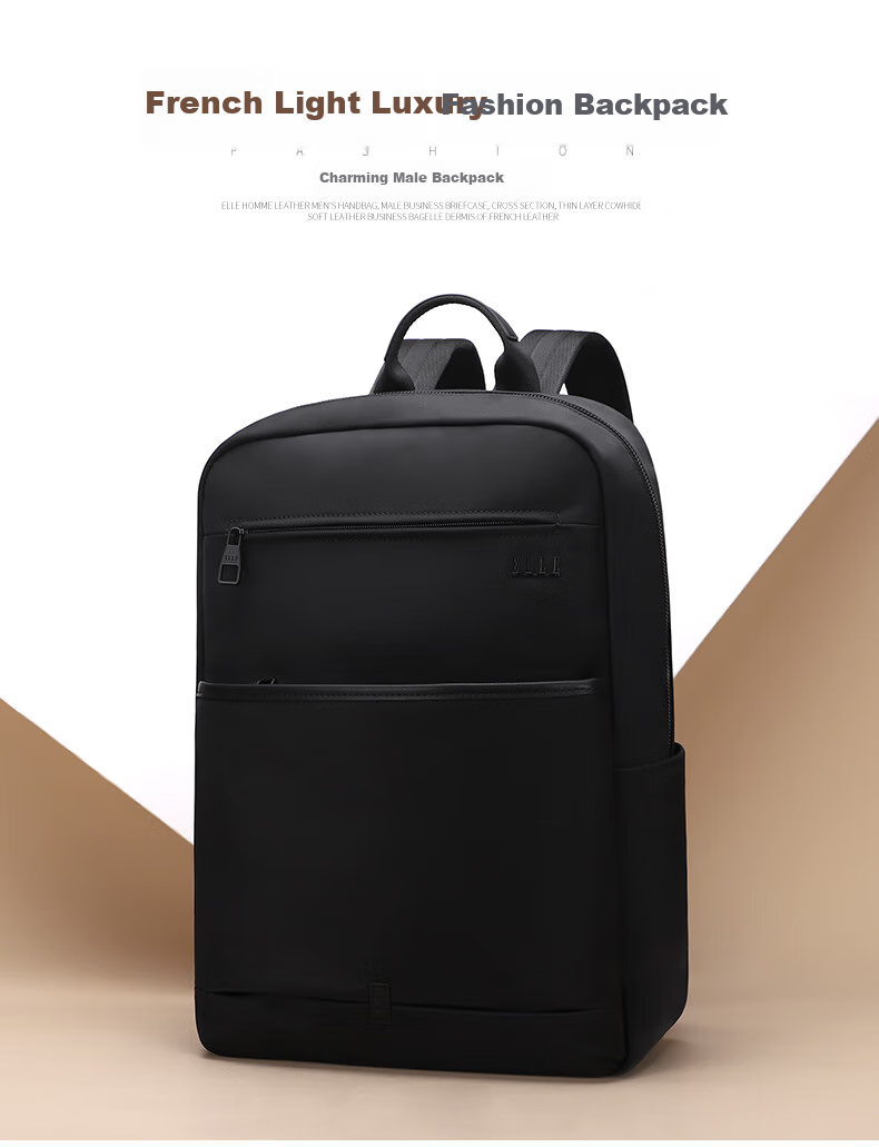 ELLE HOMME Men's Backpack, Large Capacity, Trendy And Fashionable, Lightweight, Nylon Canvas, Can Fit a 15.6-Inch Laptop, EA188213660, Black 1